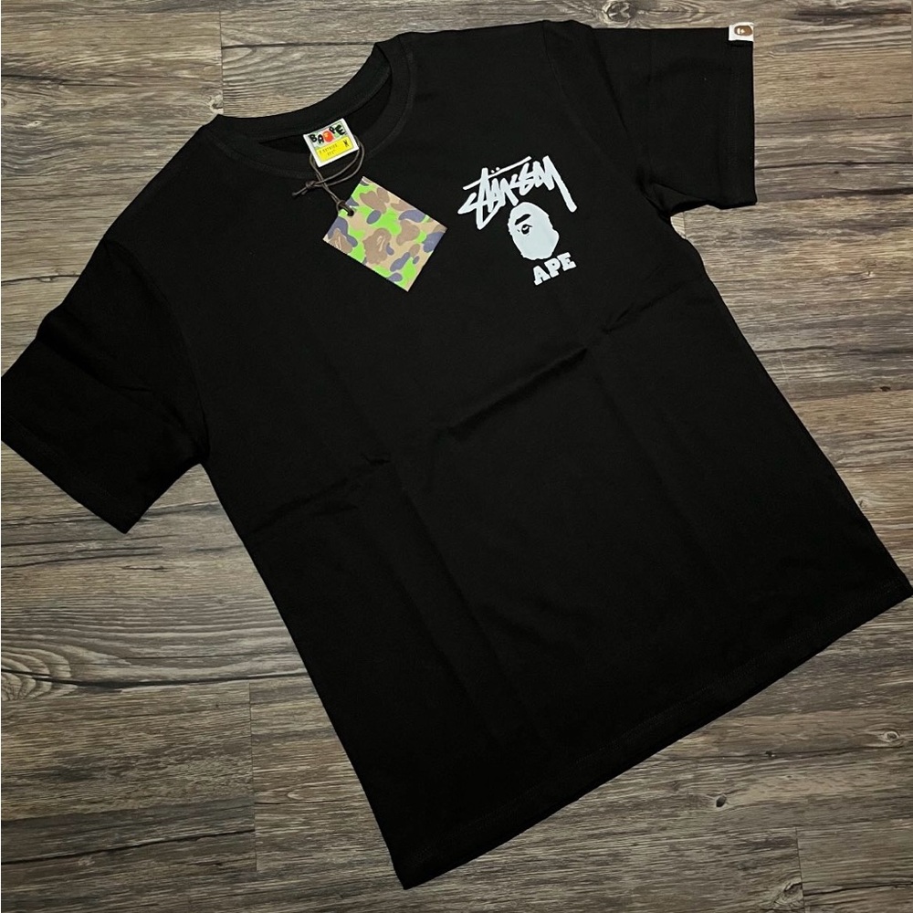 Bape x Stussy Black Mens T-Shirt